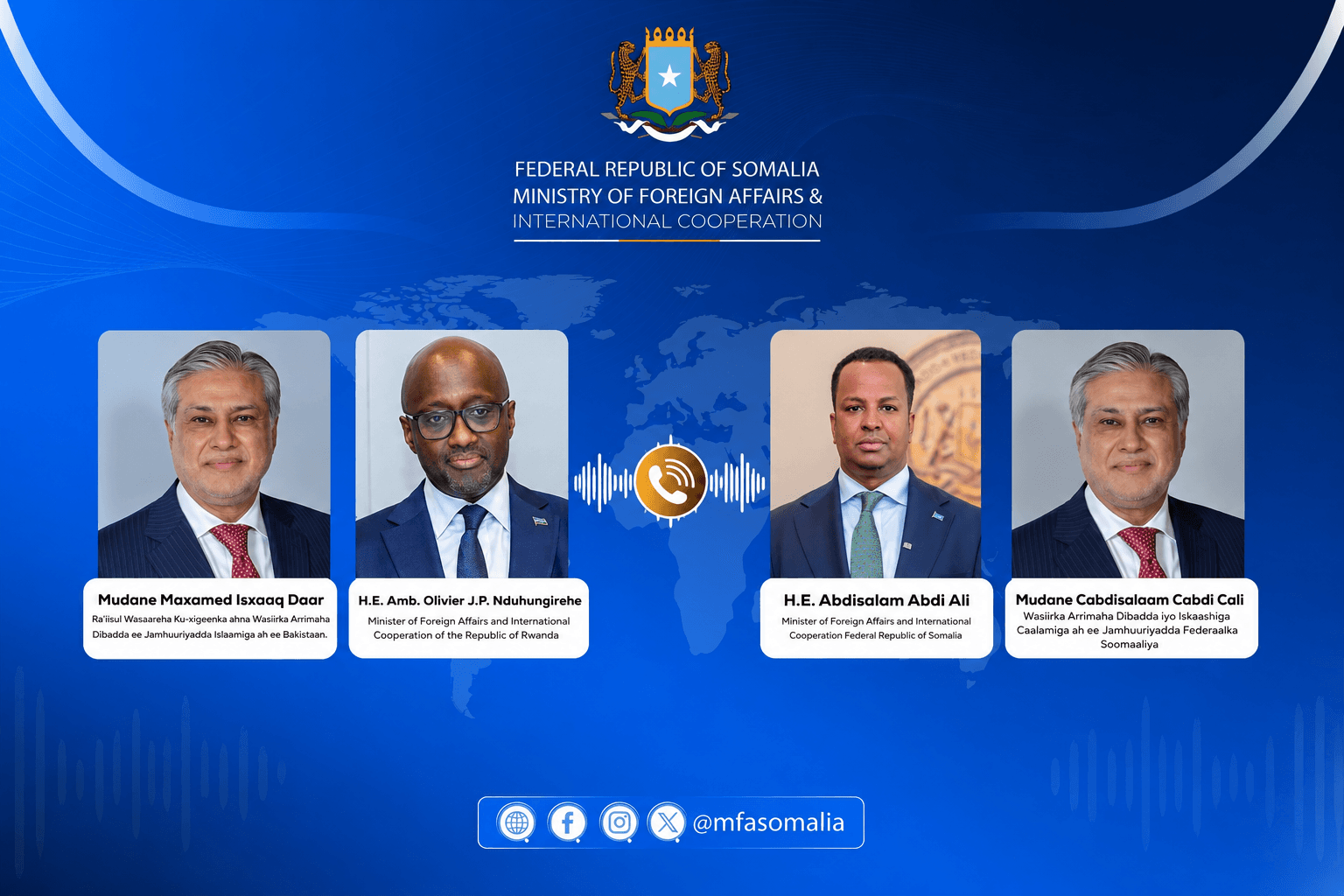 Wasiirka Arrimaha Dibadda oo Wadahadalo la Yeeshay La-taliyayaasha Pakistan iyo Rwanda
