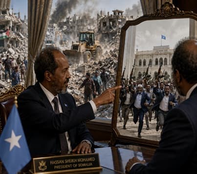 Sawir war oo la xiriira The Country Is Mine”, The former President that Rule by the Morning mirror’s reflection